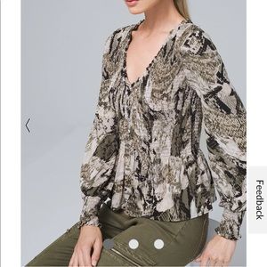 WHBM New Snake Print Long-Sleeve Peplum Top / Blouse